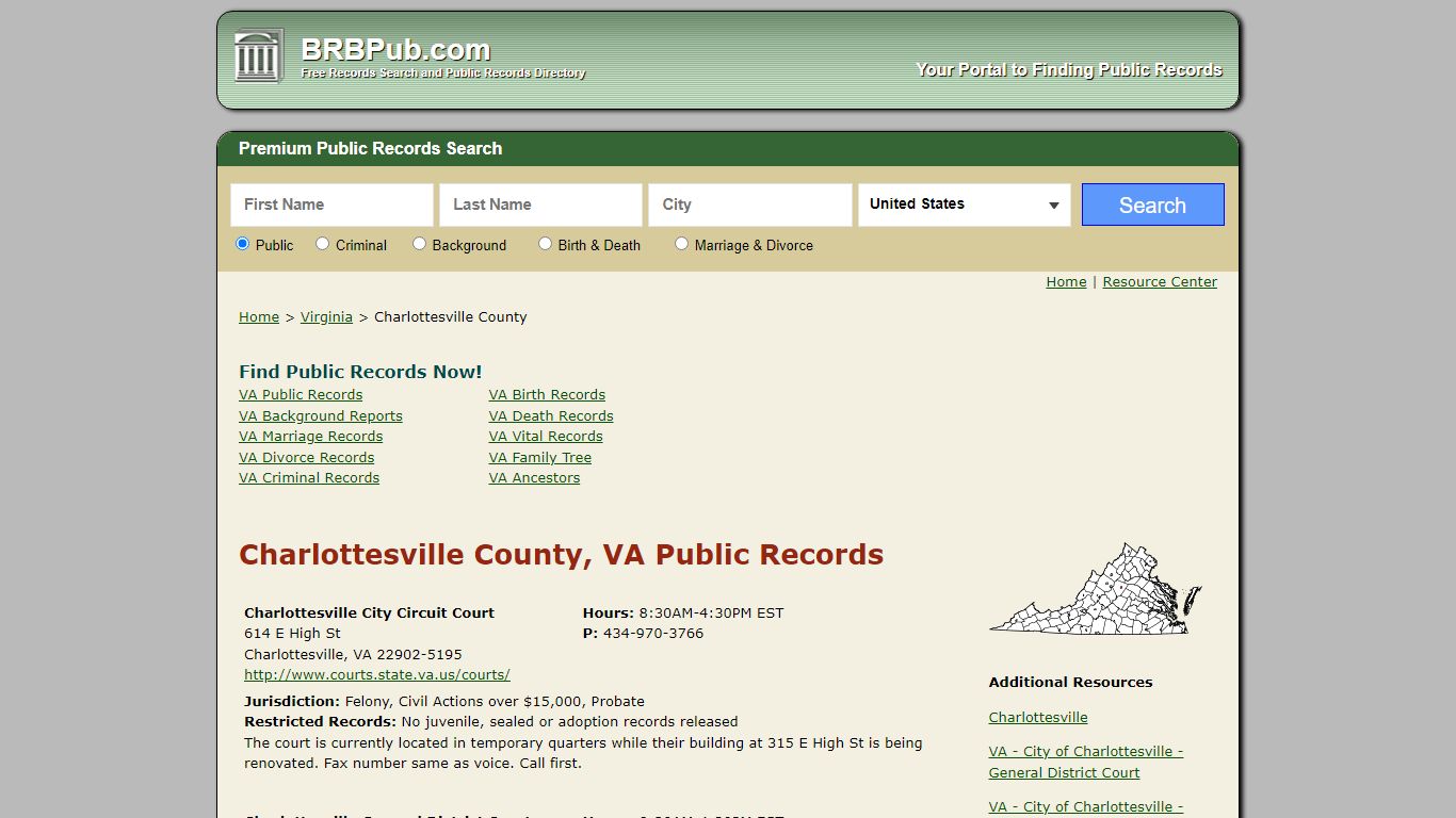 Charlottesville County Public Records | Search Virginia Government ...
